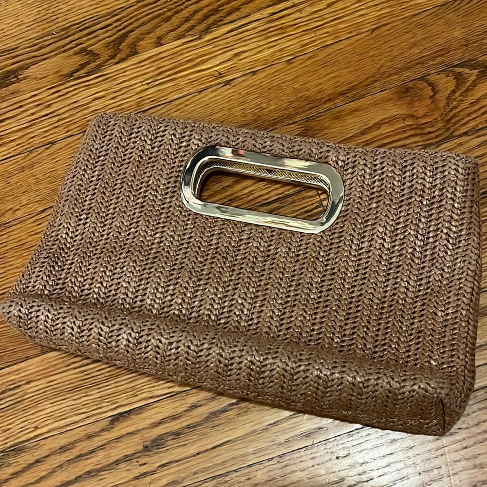 Woven Clutch with Gold Accent